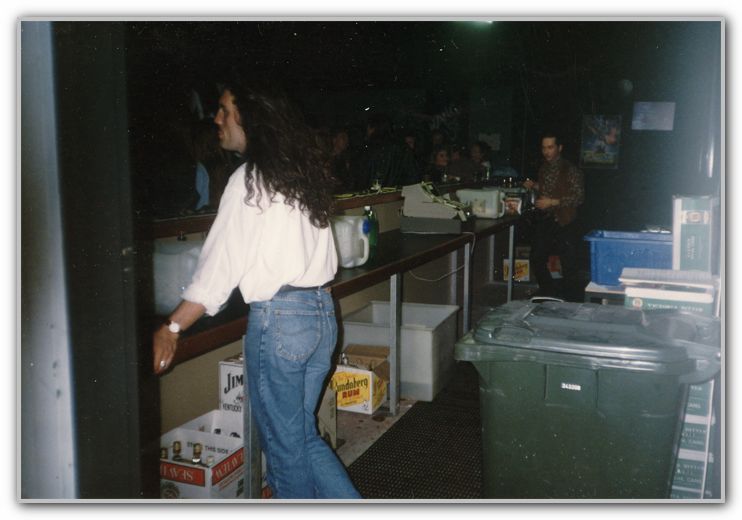 DJ behind the bar at the Palace 1991